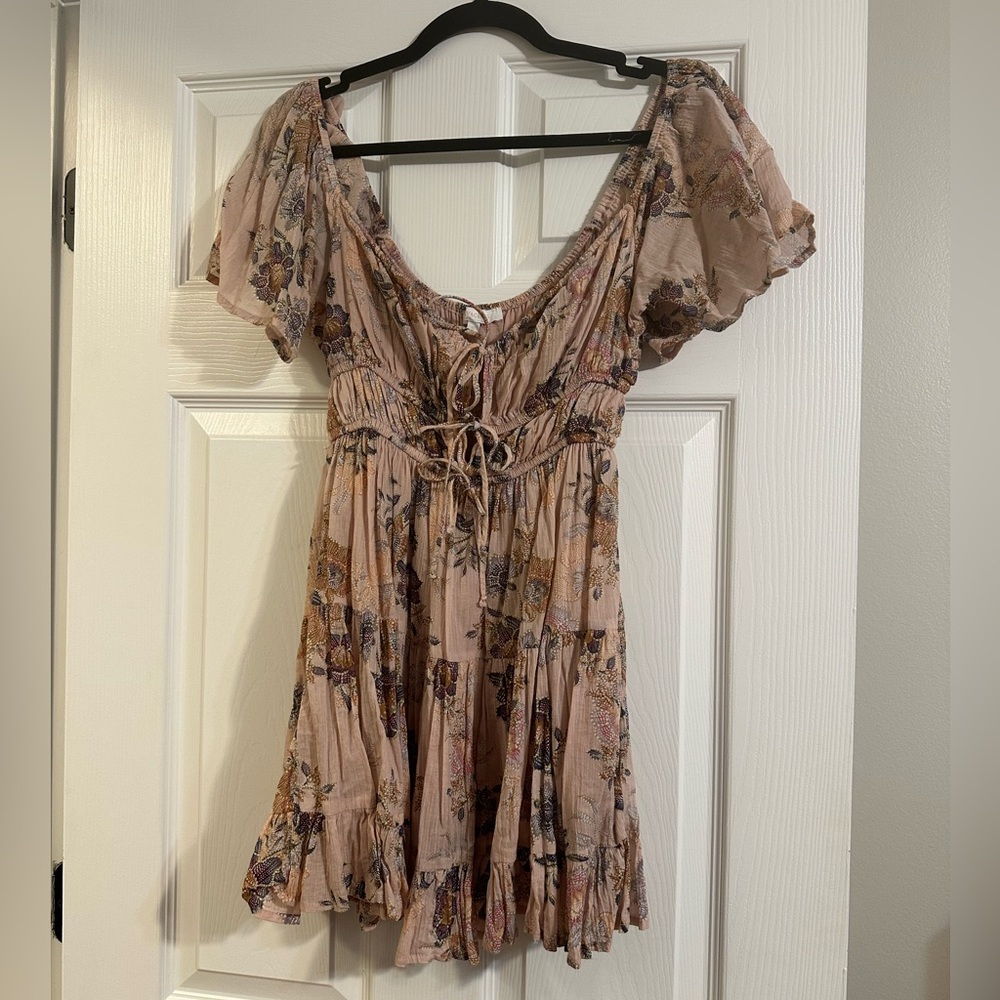 Floral Boho Dress in Cream and Purple